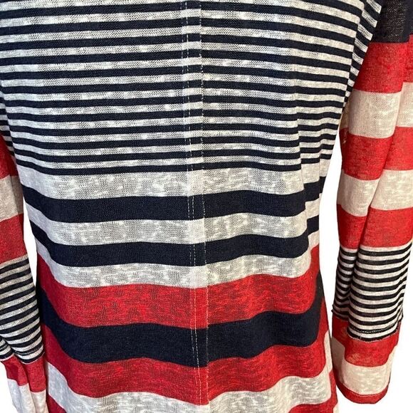JOE Boxer Woman's Knit Shirt Size XL Red White Blue Striped Lace Tie Front - Picture 10 of 15